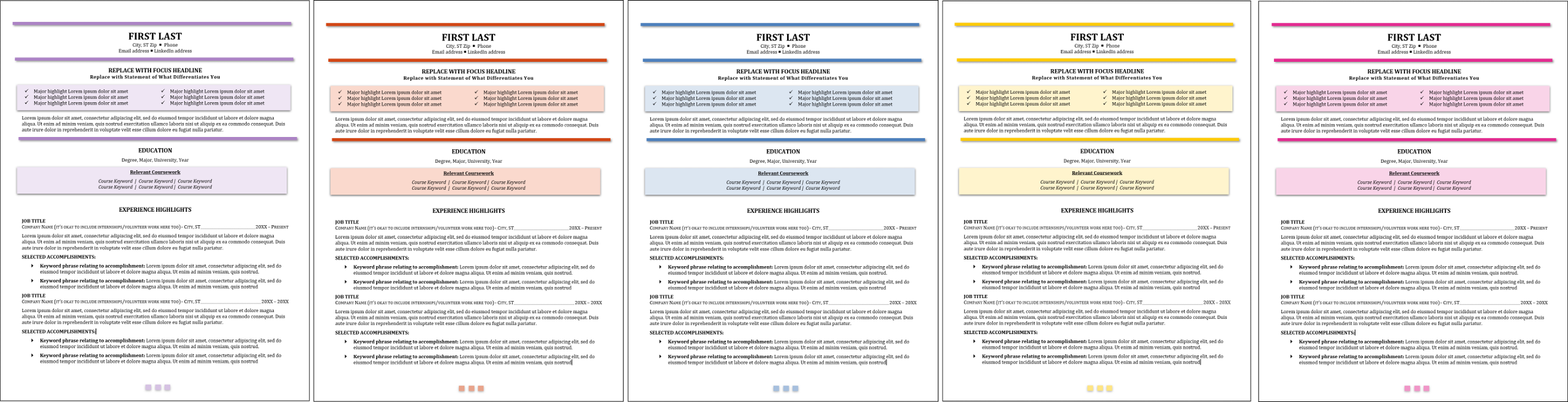 Emergencezen Easy-to-Use Resume Template Color Choices