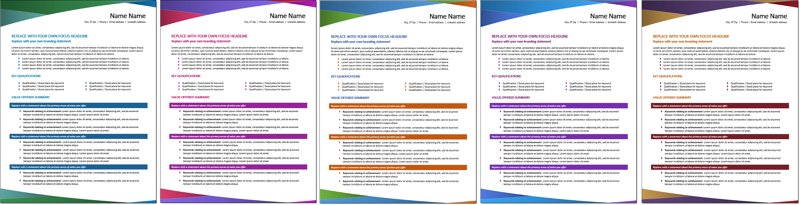 Functional Resume Template Color Choices