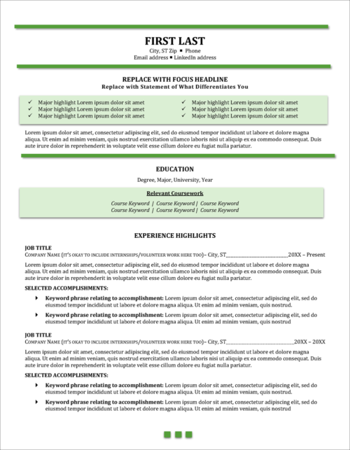 Resume template for entry-level workers