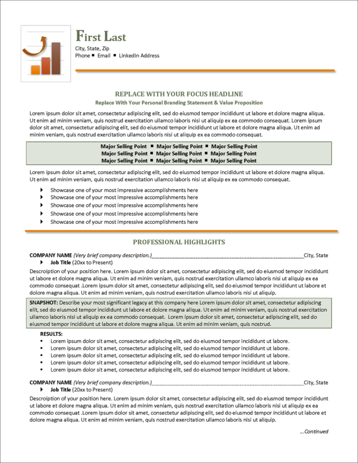 Career Booster Flexible & Easy-to-Use Accomplishments-Focused Resume Template Page 1