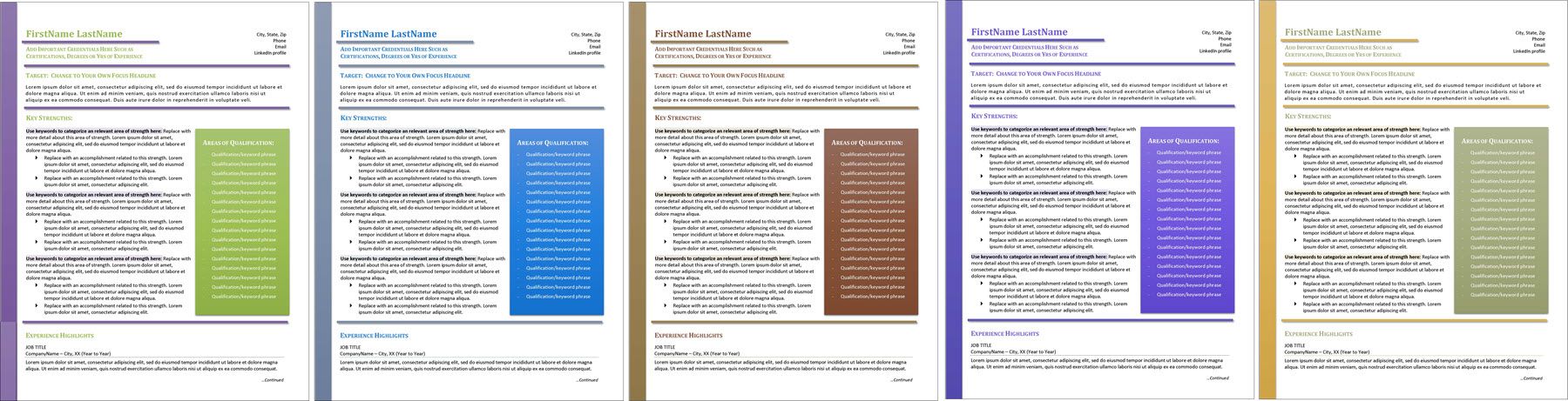 resume template for changing careers color options