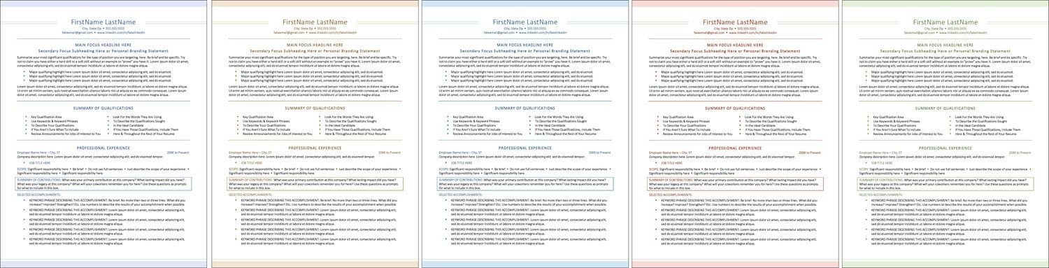 Clean Resume Template Color Options