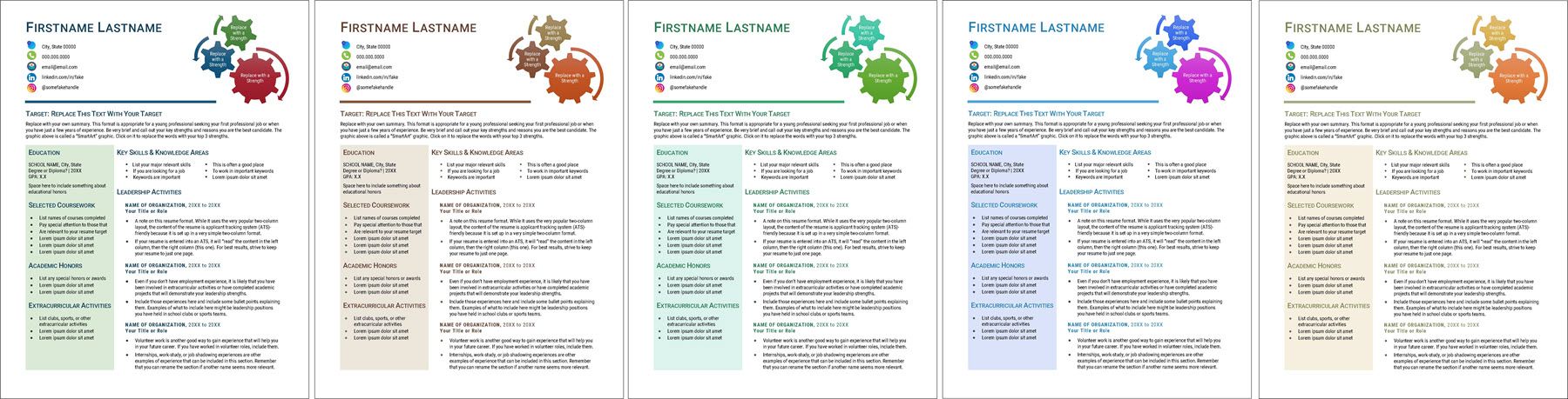 First Job Resume Template Color Options
