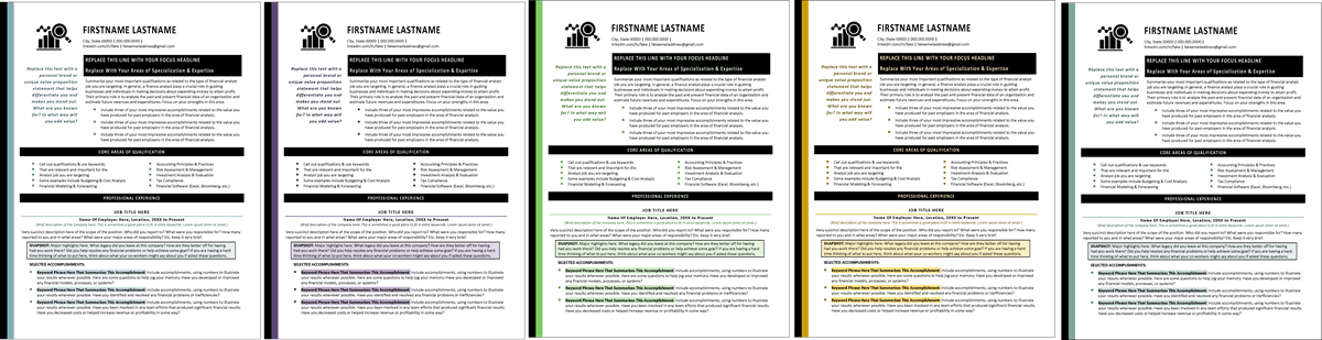 Finance Analyst Resume Color Schemes