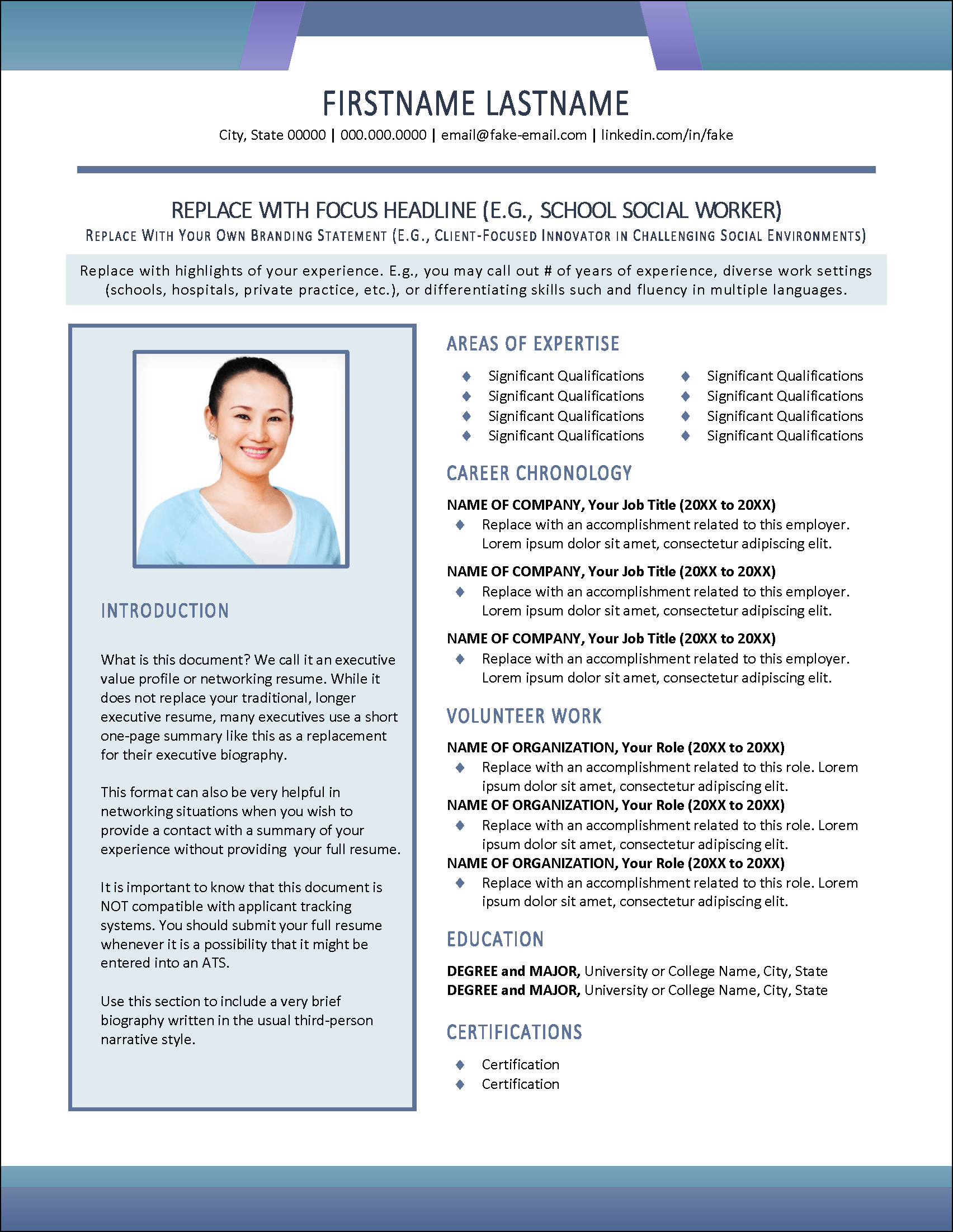 Social Work Networking Resume Template